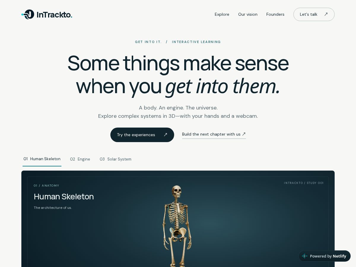 Landing-page snapshot of intrackto.tech