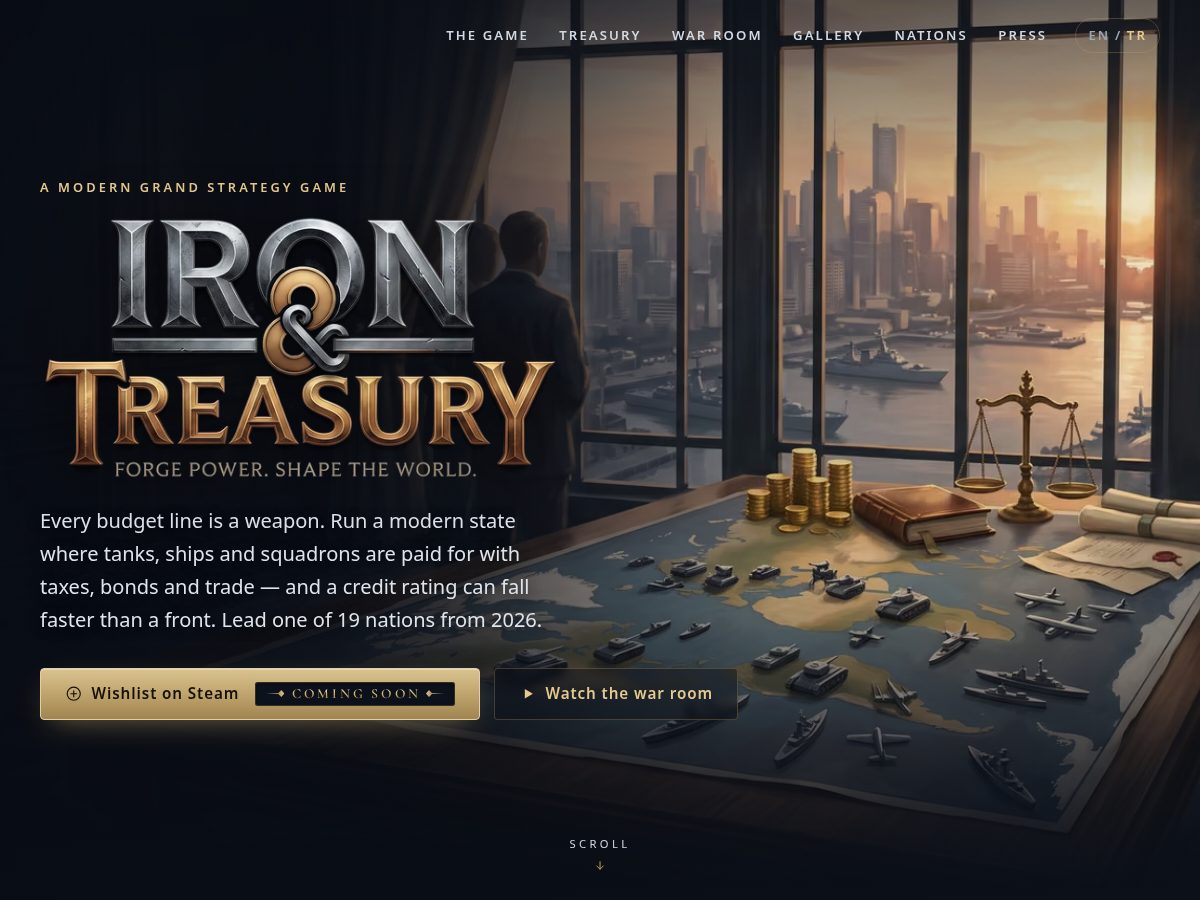 Landing-page snapshot of ironandtreasury.com