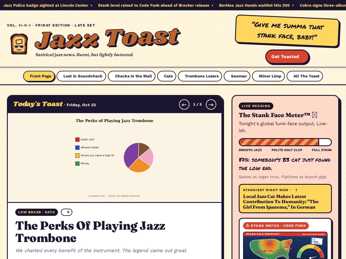Landing-page snapshot of jazztoast.com