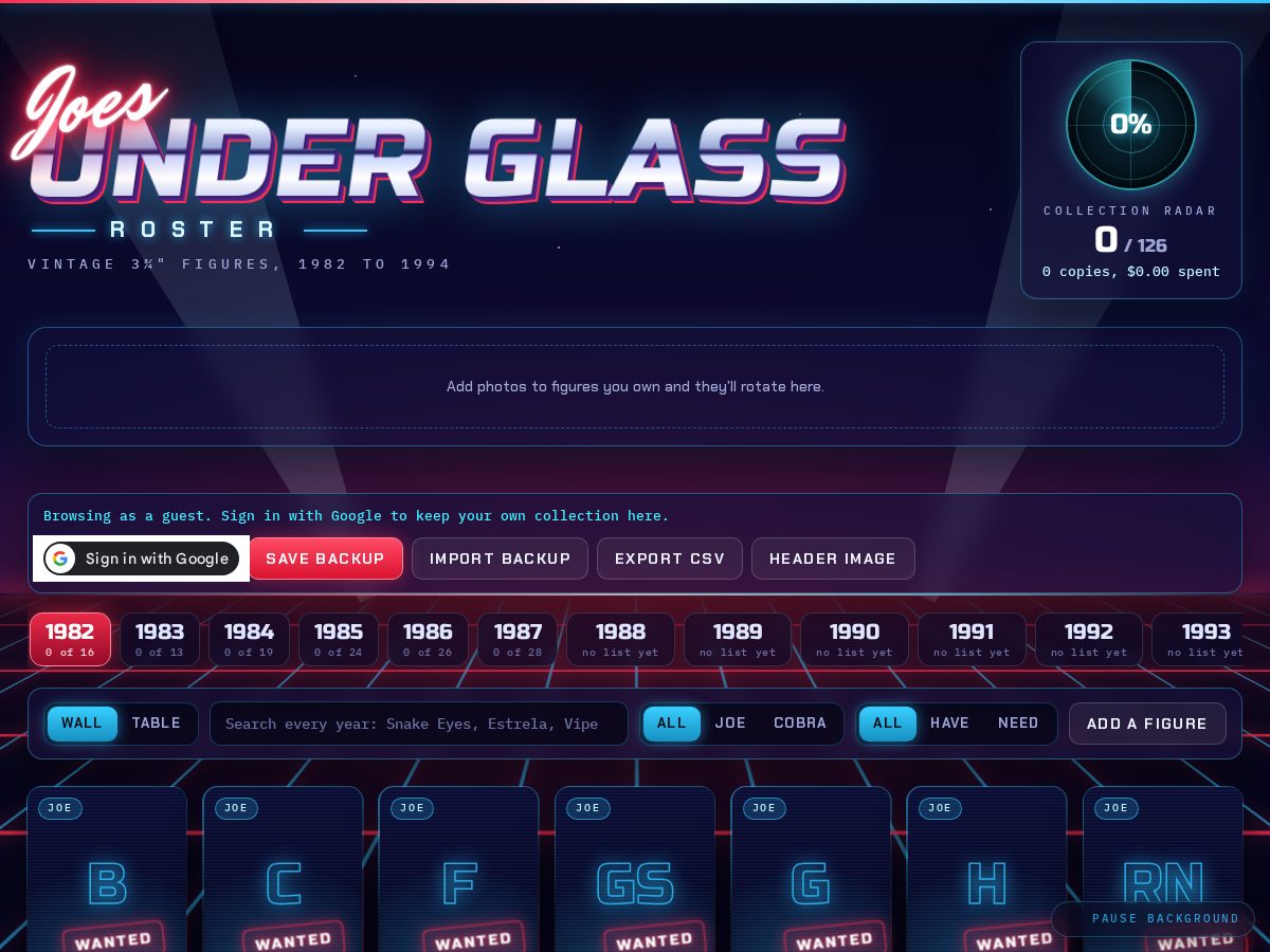 Landing-page snapshot of joesunderglass.com