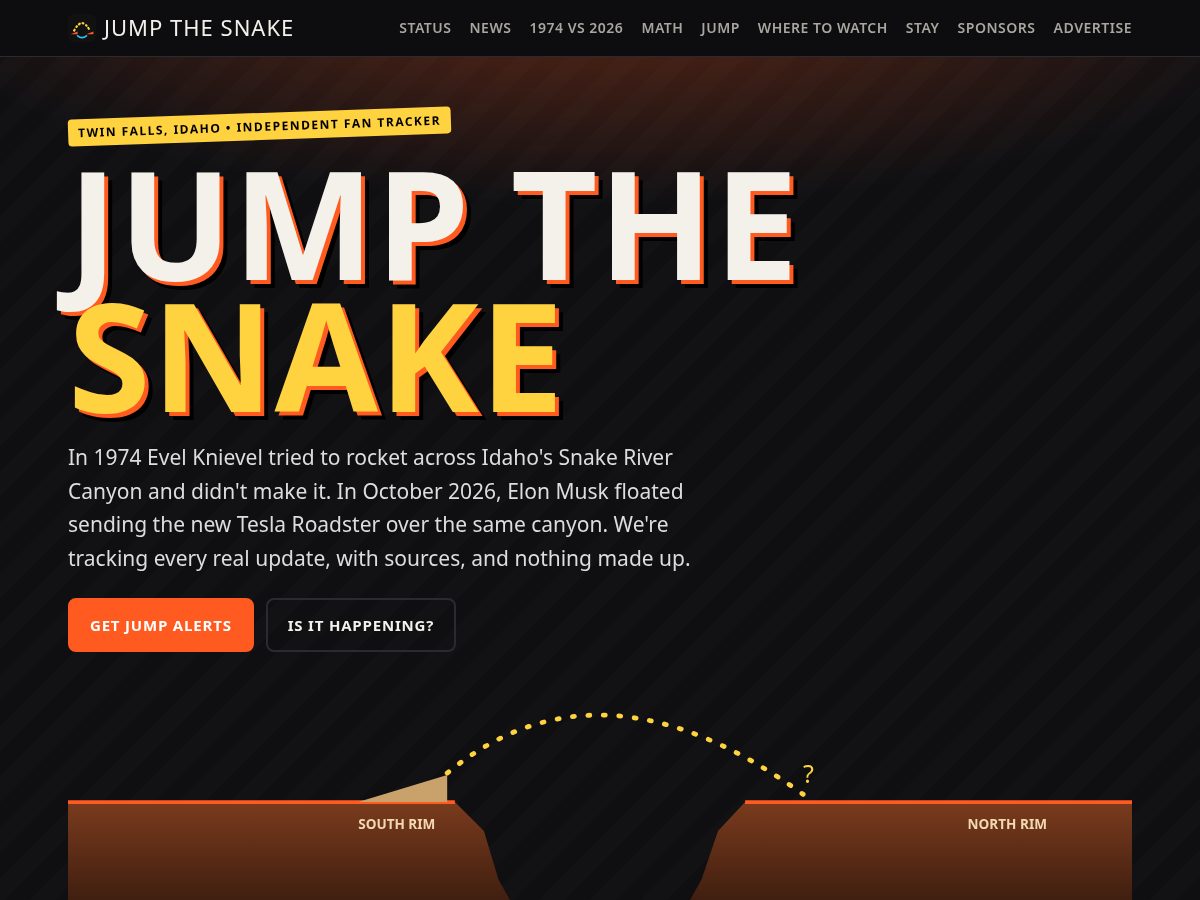 Landing-page snapshot of jumpthesnake.com