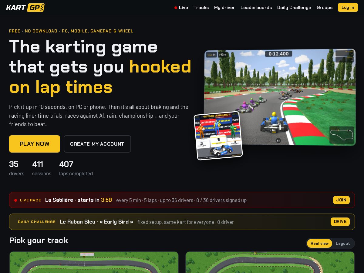 Landing-page snapshot of kart-gp.com