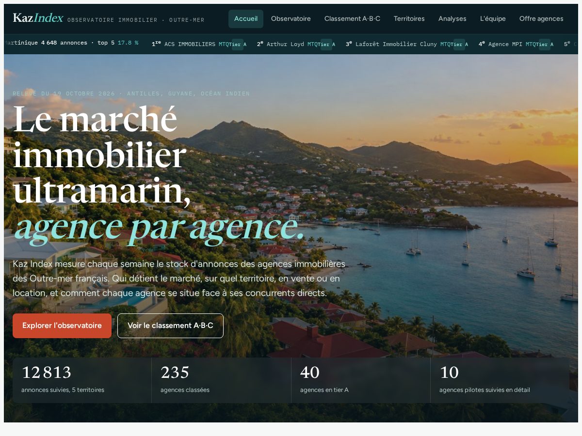 Landing-page snapshot of kazindex.com