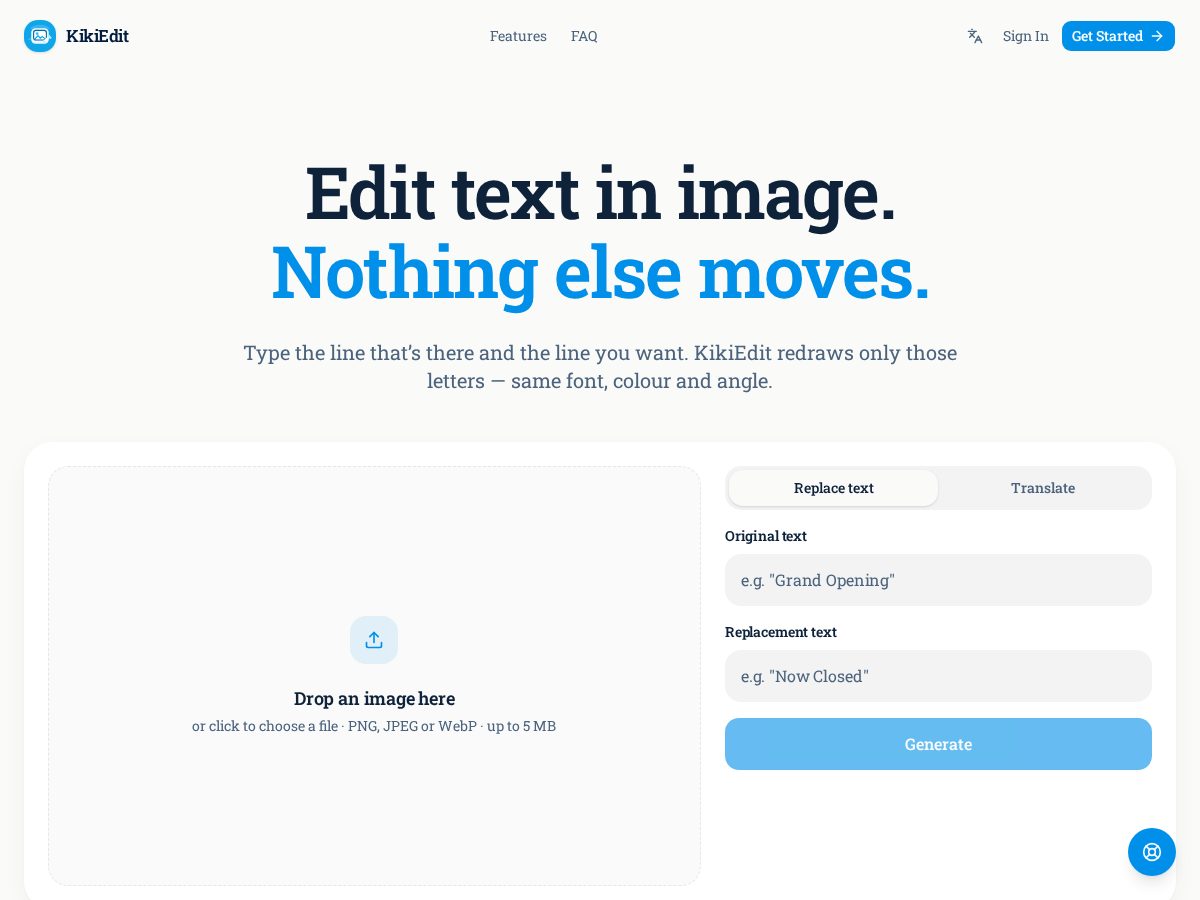 Landing-page snapshot of kikiedit.com