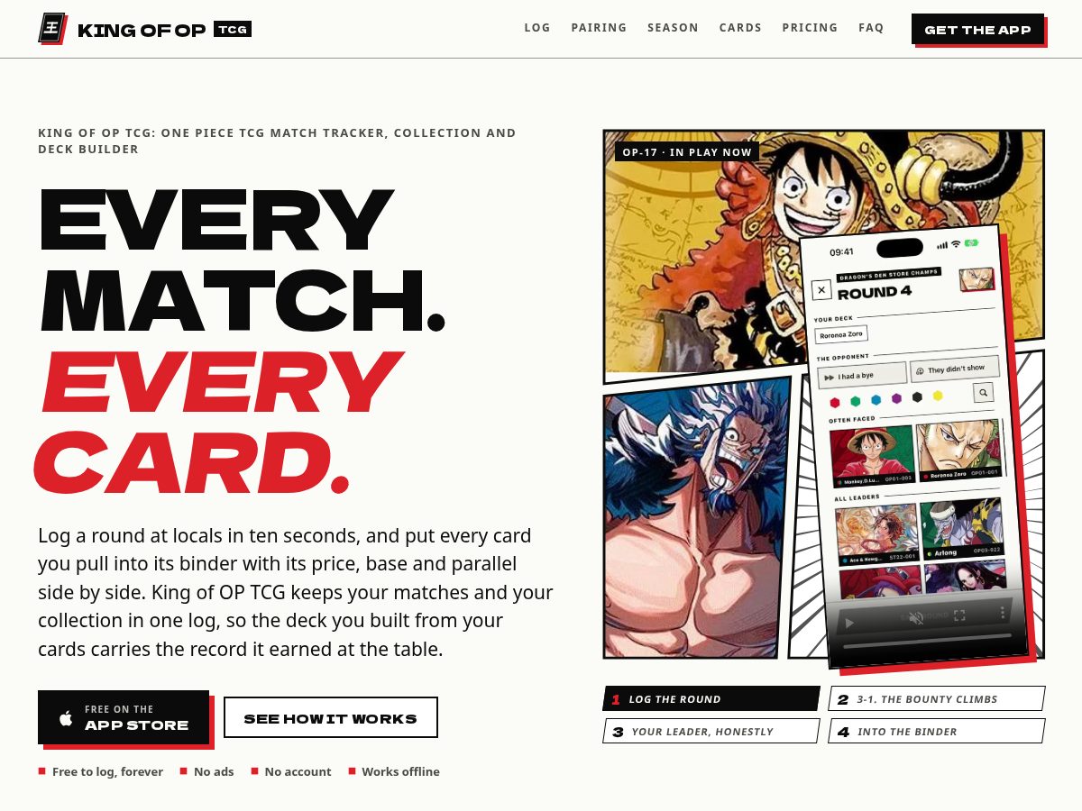 Landing-page snapshot of kingofoptcg.com