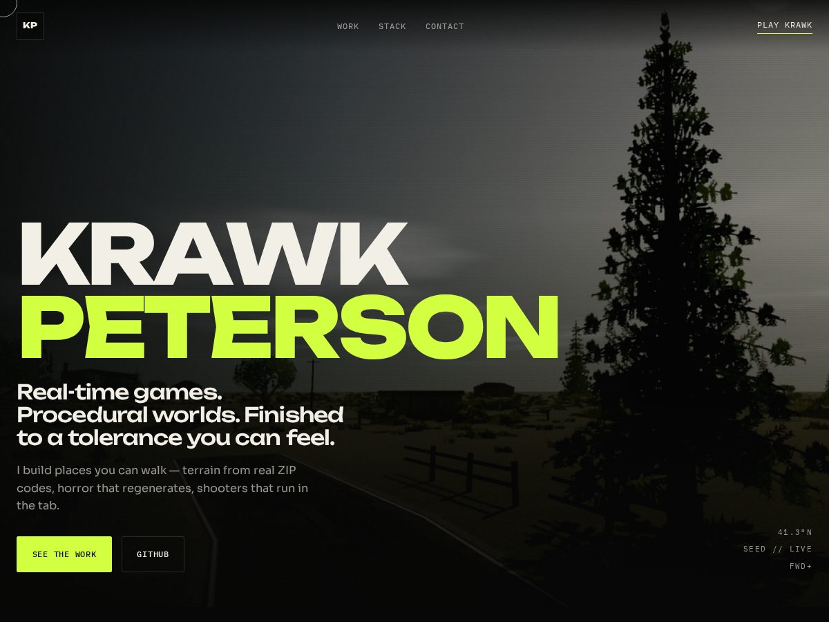 Landing-page snapshot of krawkpeterson.com