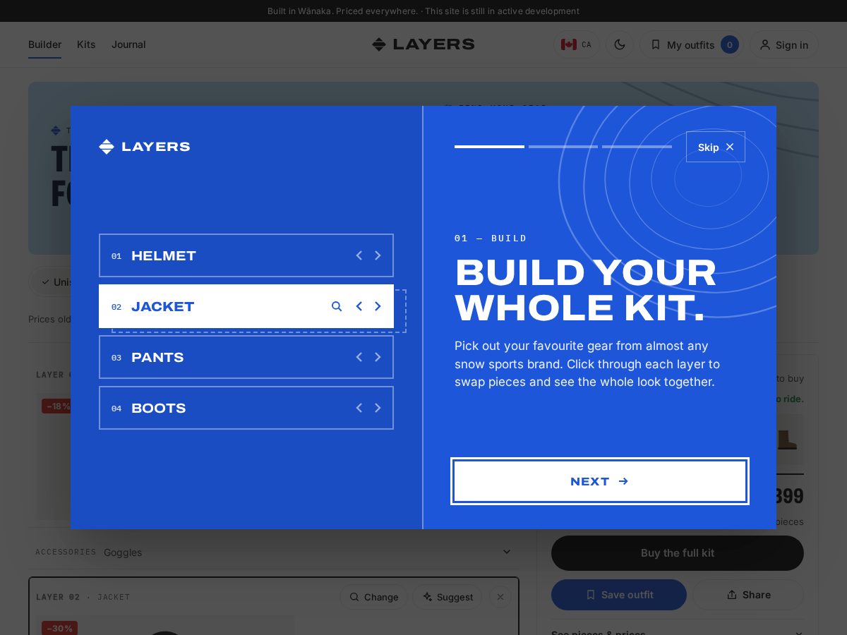 Landing-page snapshot of layerskit.com
