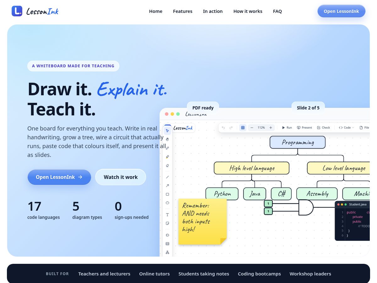 Landing-page snapshot of lessonink.site