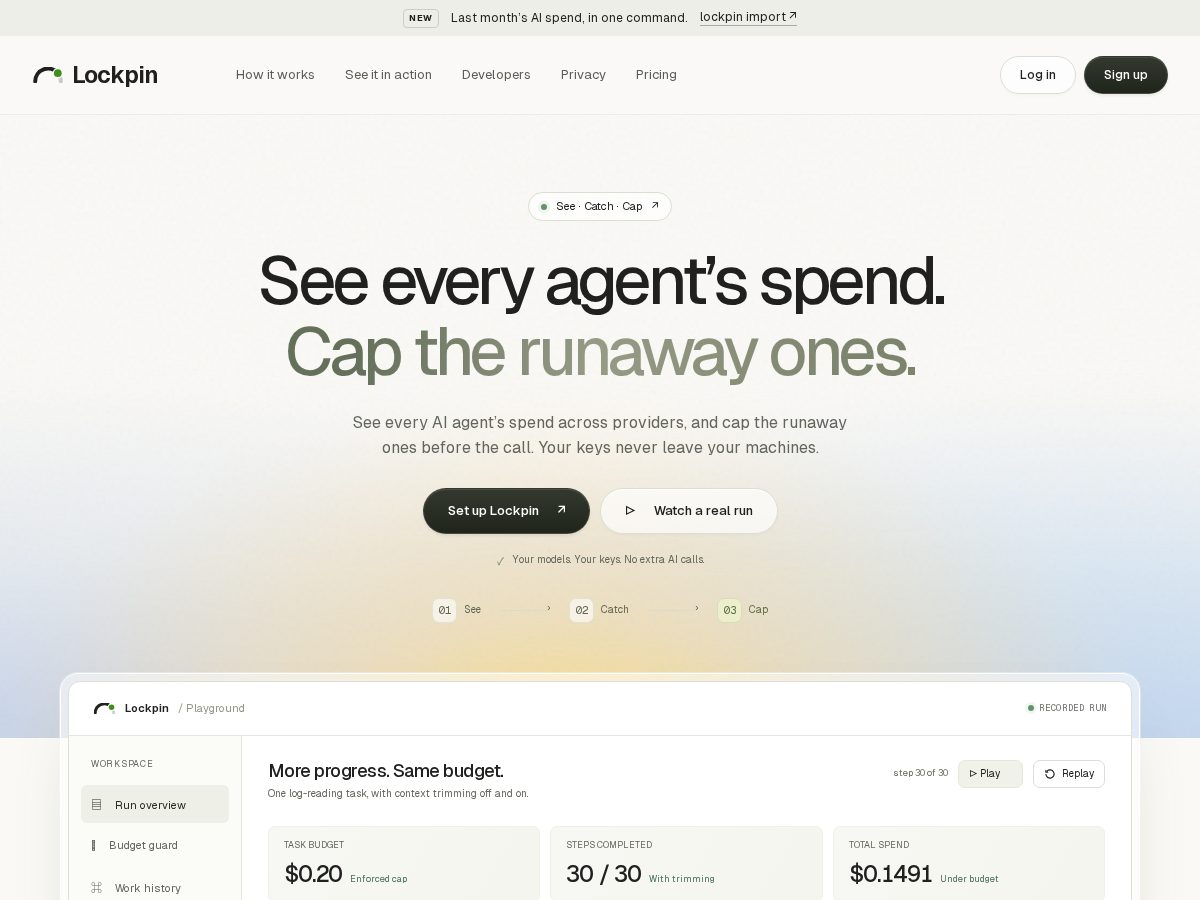 Landing-page snapshot of lockpin.dev