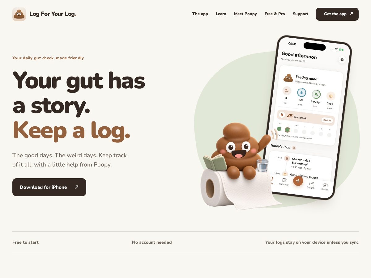 Landing-page snapshot of logforyourlog.com