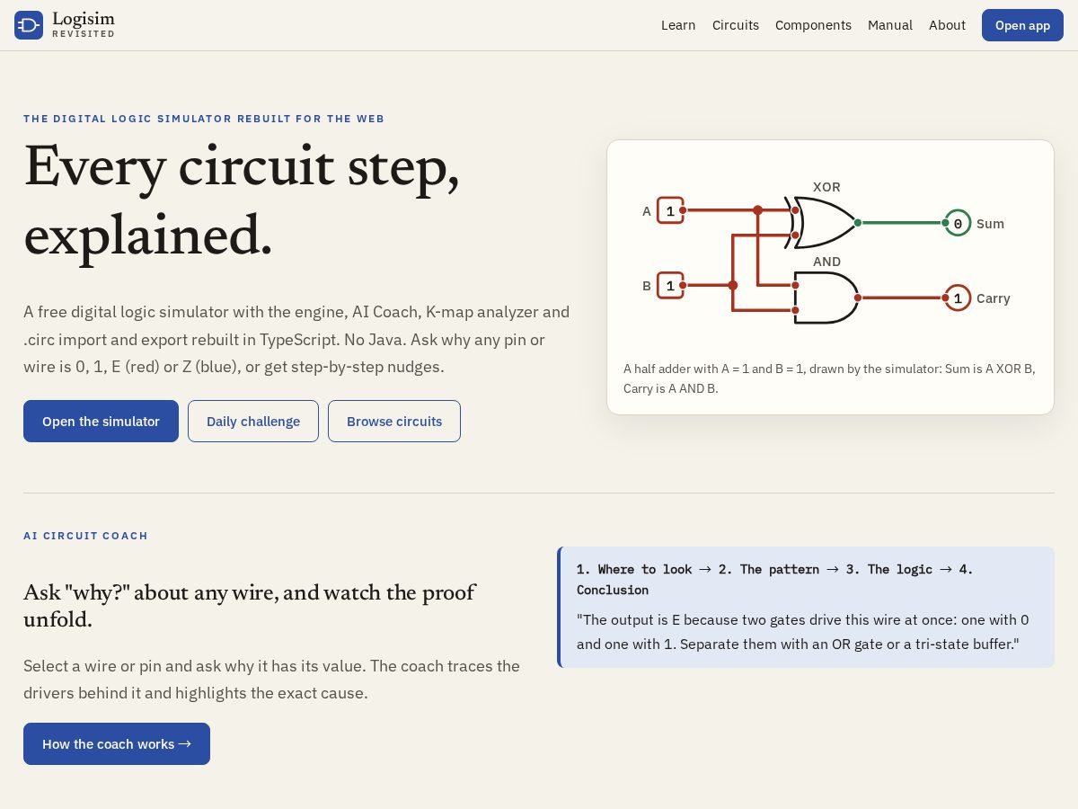 Landing-page snapshot of logisimrevisited.com