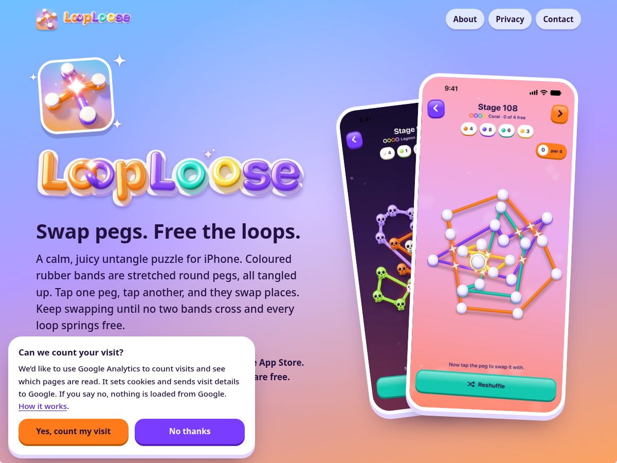Landing-page snapshot of looploose.app