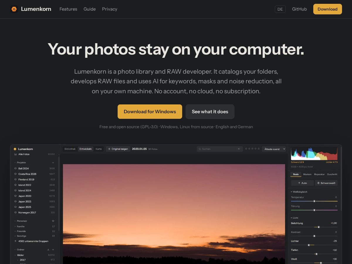 Landing-page snapshot of lumenkorn.com