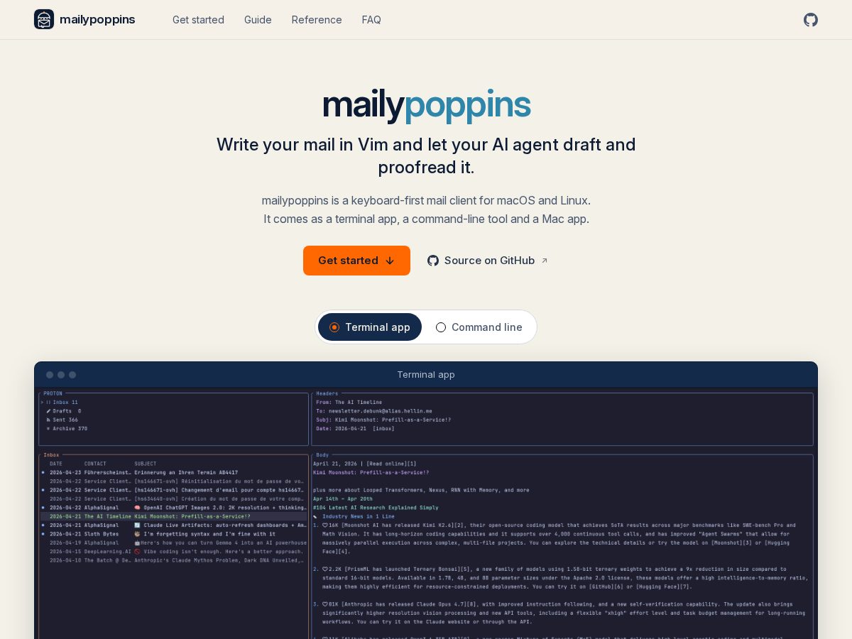 Landing-page snapshot of mailypoppins.com
