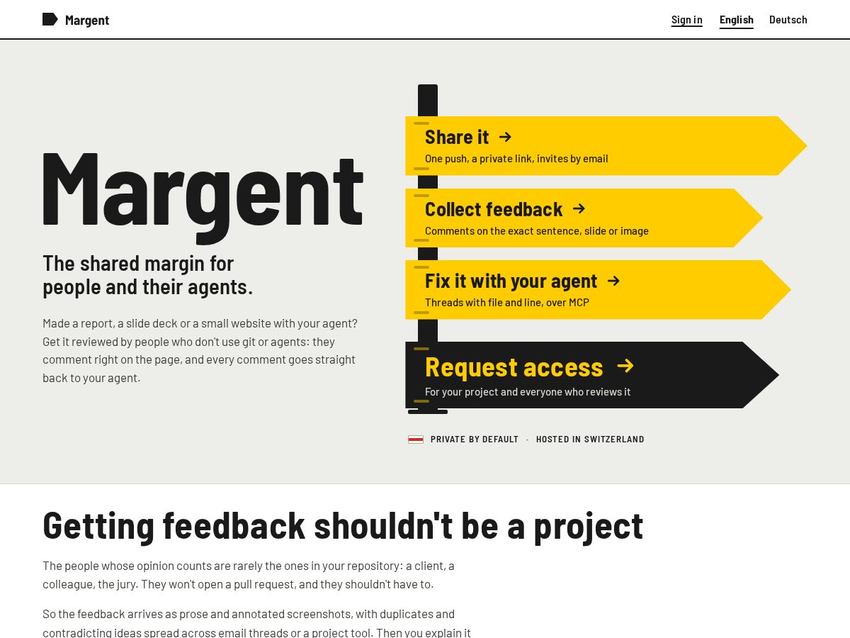 Landing-page snapshot of margent.net