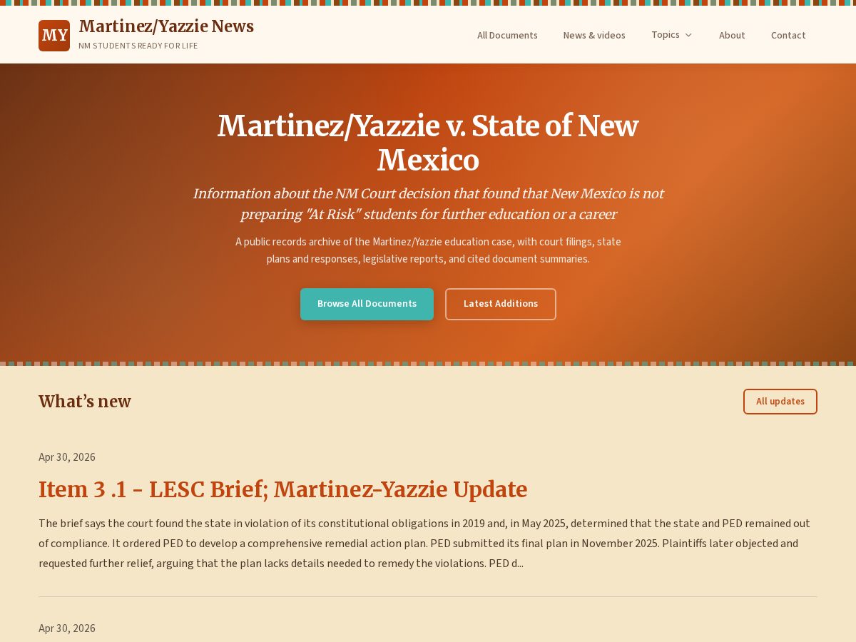 Landing-page snapshot of martinezyazzie.org