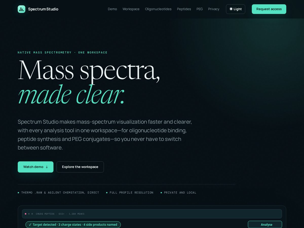 Landing-page snapshot of mass-spectrumstudio.com