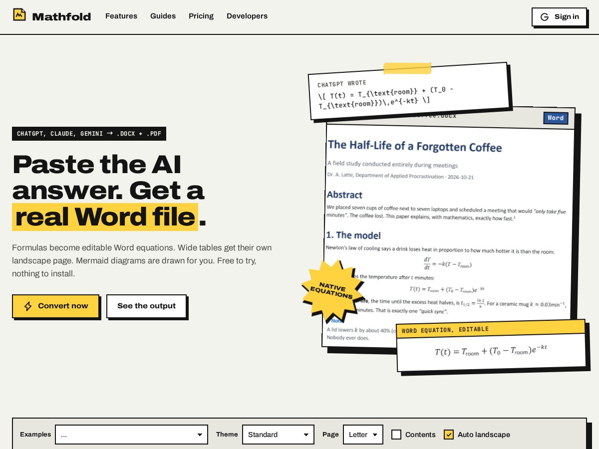 Landing-page snapshot of mathfold.com