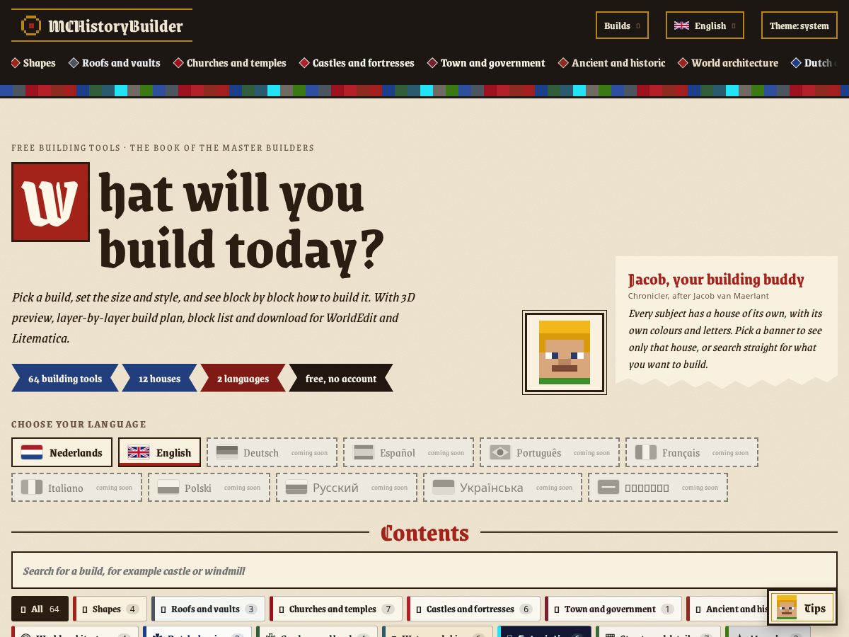 Landing-page snapshot of mchistorybuilder.com