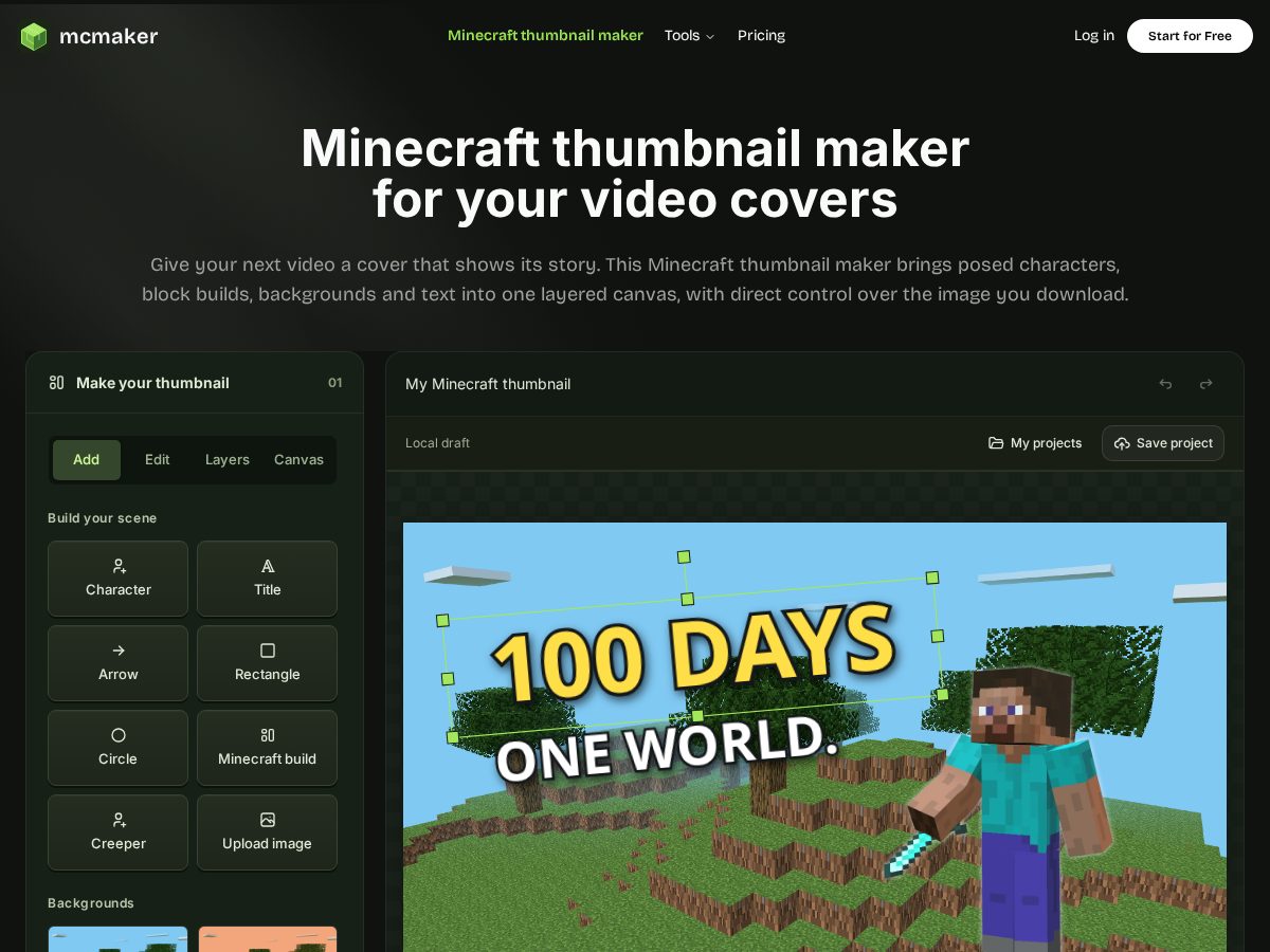 Landing-page snapshot of mcmaker.online