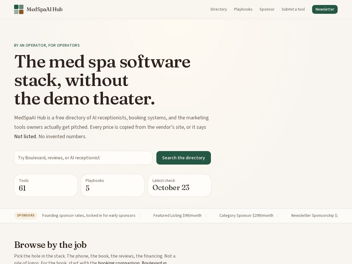 Landing-page snapshot of medspaaihub.com