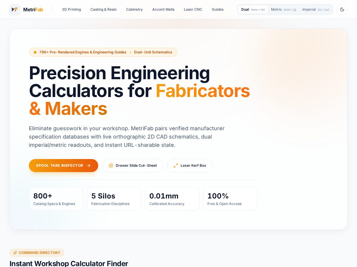Landing-page snapshot of metrifab.com