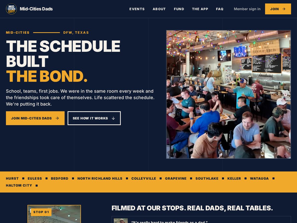 Landing-page snapshot of midcitydads.com