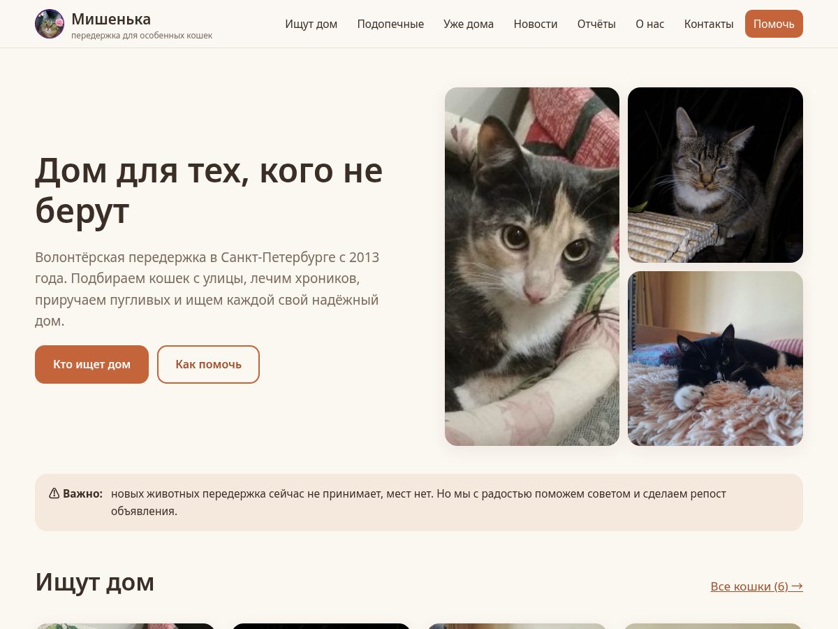 Landing-page snapshot of mishenka.pet