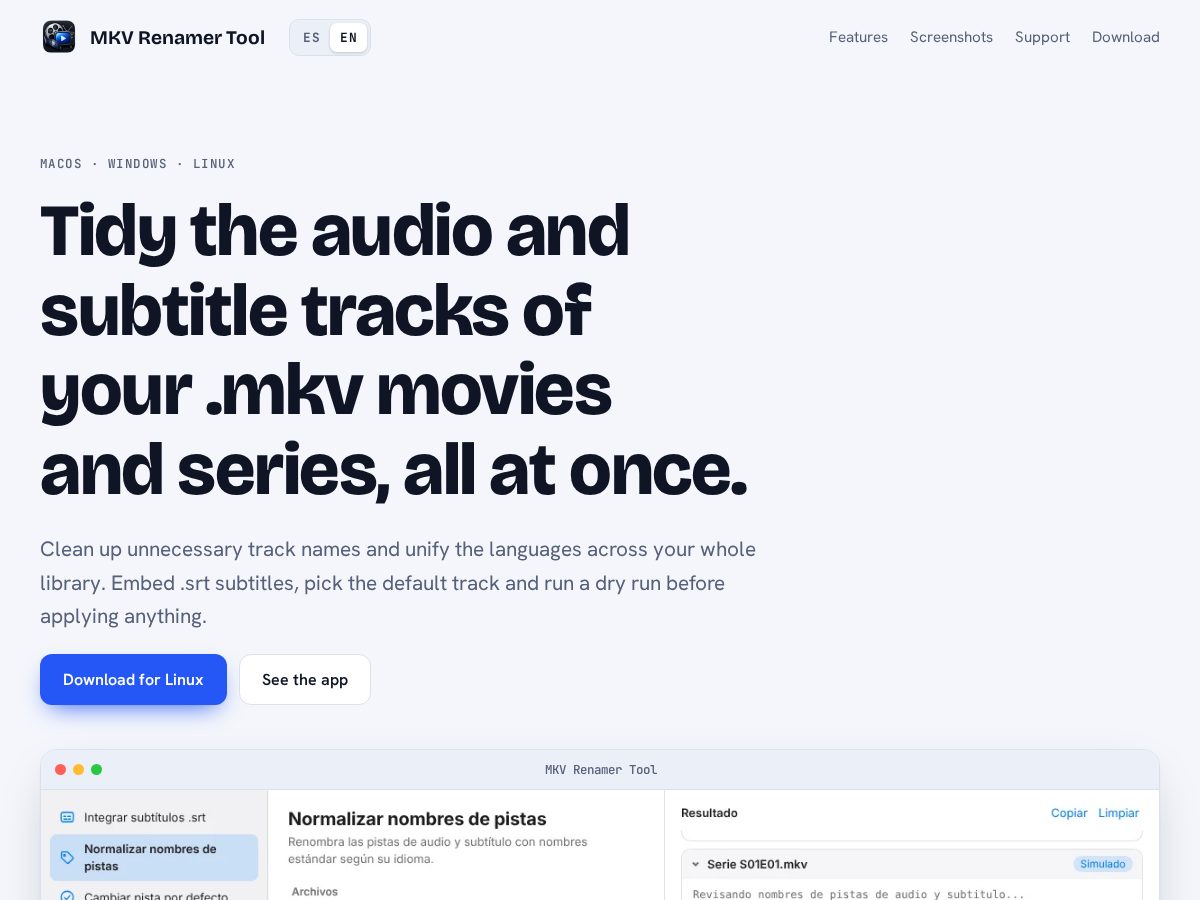 Landing-page snapshot of mkvtool.com