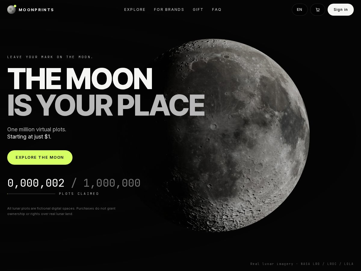 Landing-page snapshot of moonprints.org
