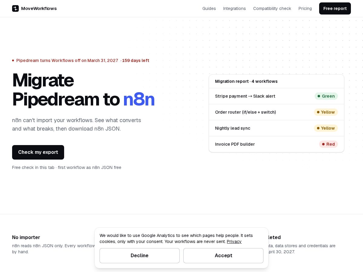 Landing-page snapshot of moveworkflows.com