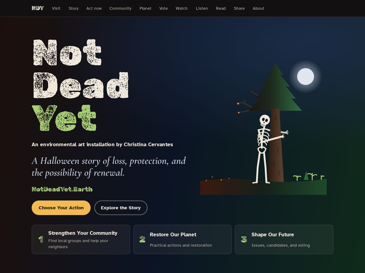 Landing-page snapshot of ndy.earth