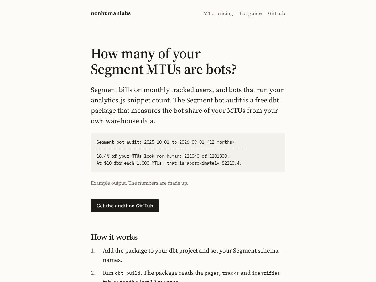 Landing-page snapshot of nonhumanlabs.dev