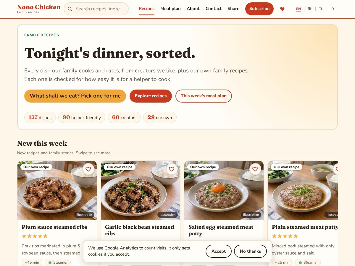 Landing-page snapshot of nonochicken.com