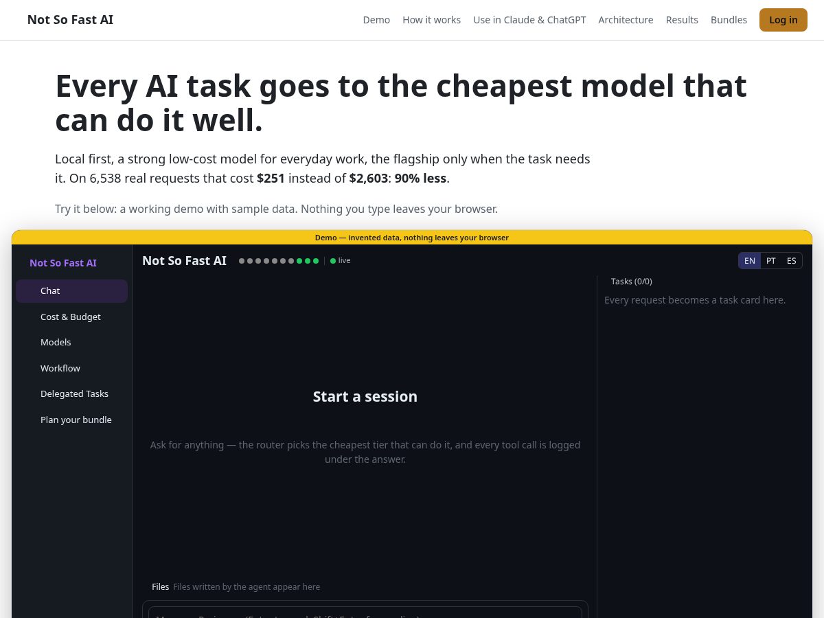 Landing-page snapshot of notsofastai.com