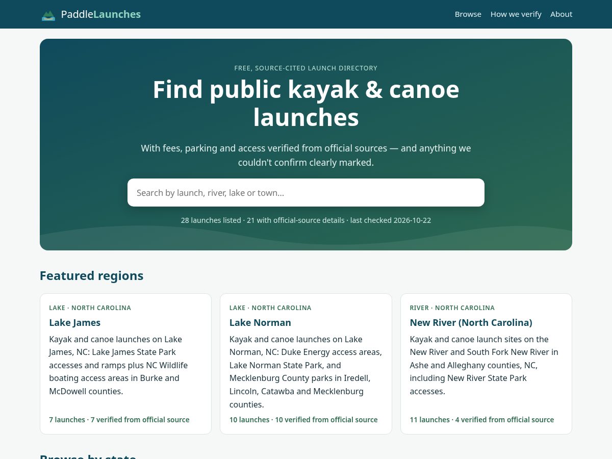 Landing-page snapshot of paddlelaunches.com