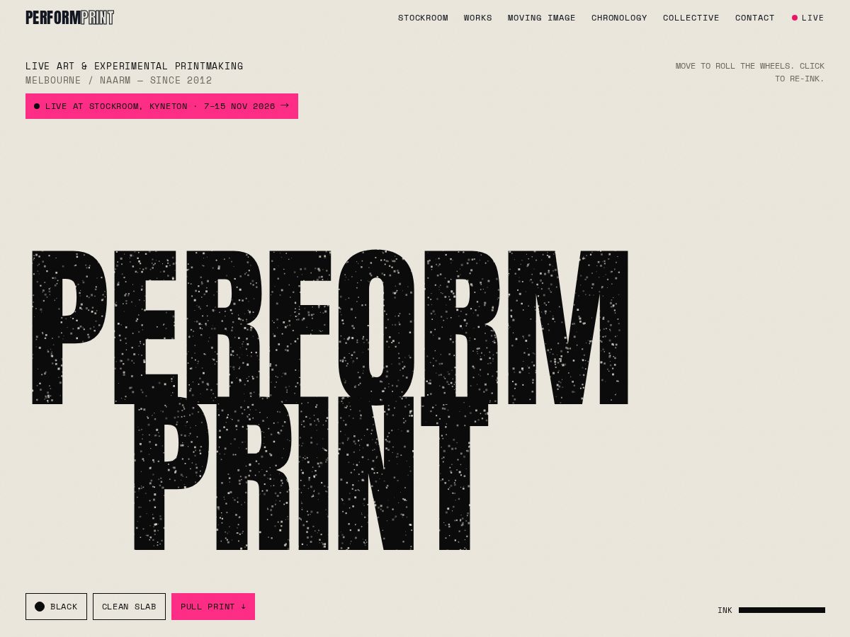Landing-page snapshot of performprint.art