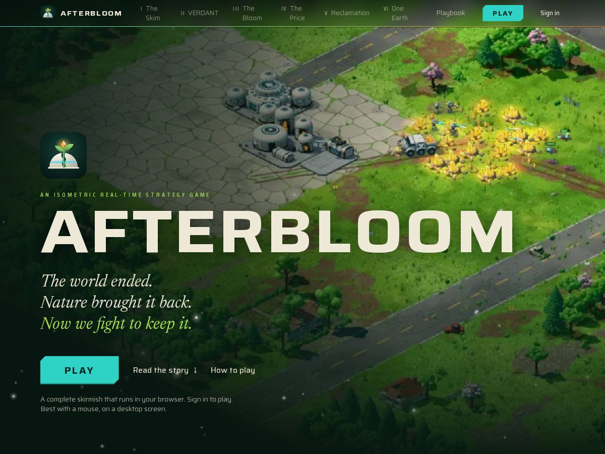 Landing-page snapshot of playafterbloom.com