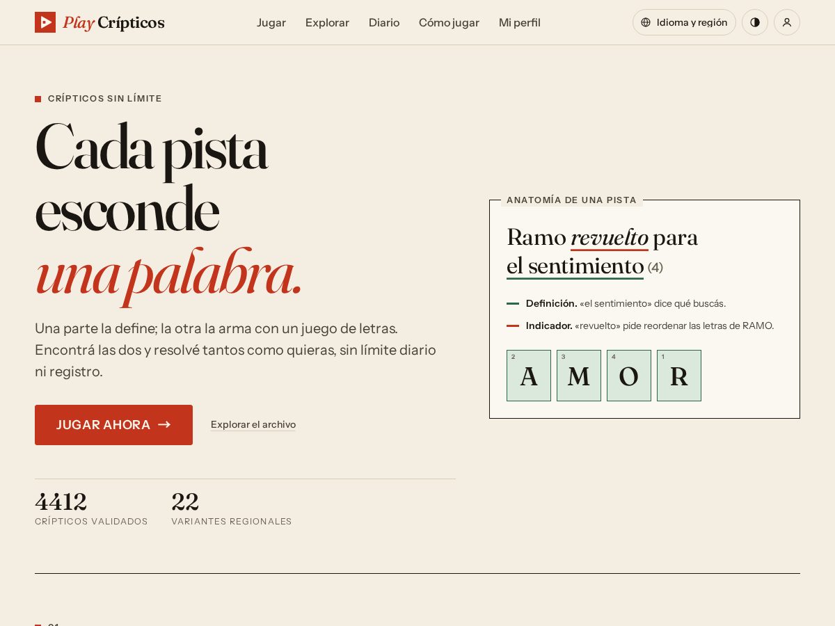 Landing-page snapshot of playcripticos.com