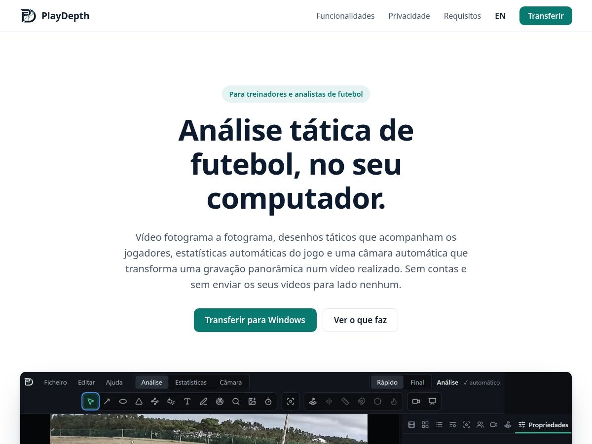 Landing-page snapshot of playdepthfootball.com