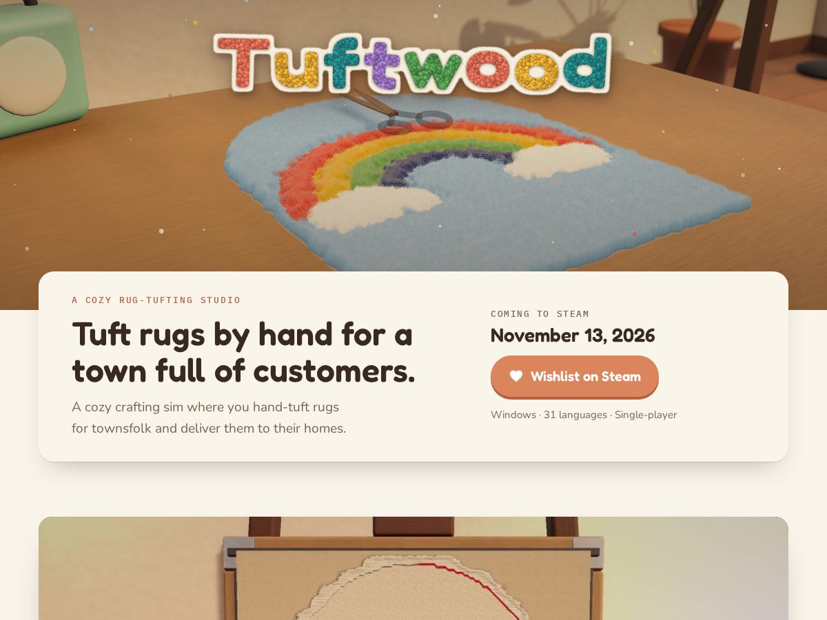 Landing-page snapshot of playtuftwood.com
