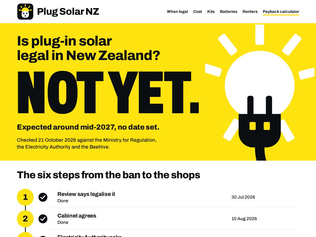 Landing-page snapshot of plugsolarnz.com