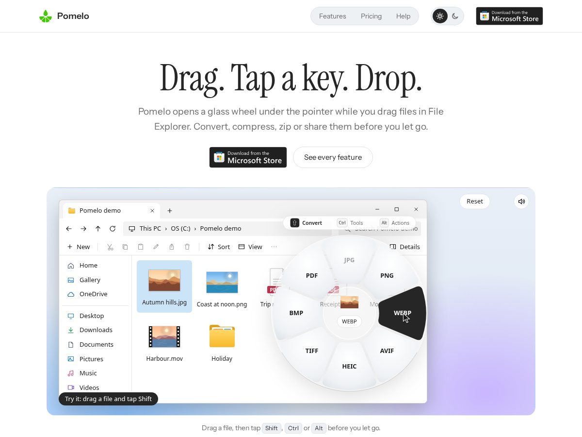Landing-page snapshot of pomeloapp.net