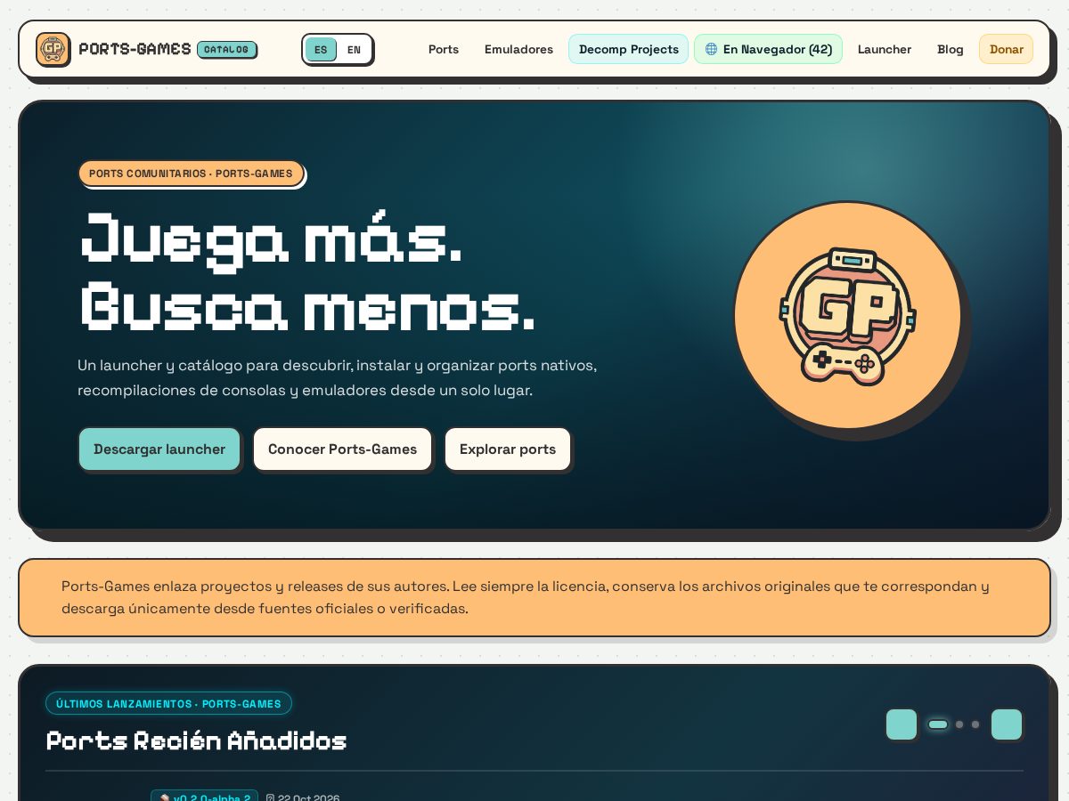 Landing-page snapshot of ports-games.com