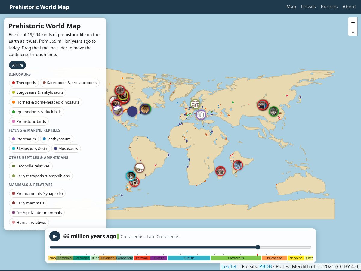 Landing-page snapshot of prehistoricworldmap.com