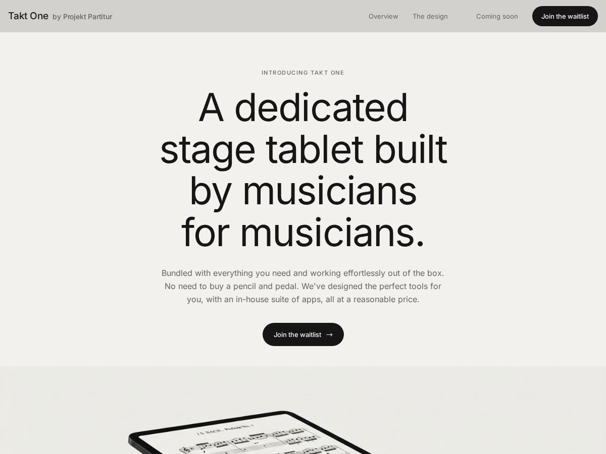 Landing-page snapshot of projektpartitur.com