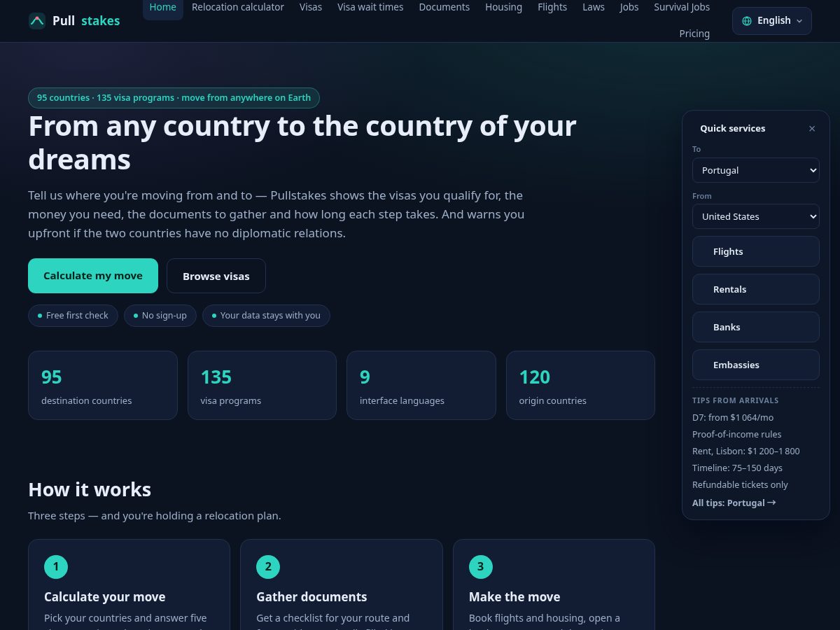 Landing-page snapshot of pullstakes.com