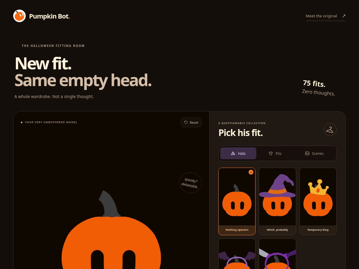 Landing-page snapshot of pumpkinbot.online