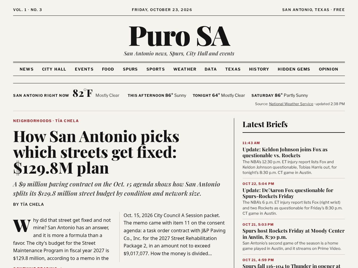Landing-page snapshot of purosatx.com