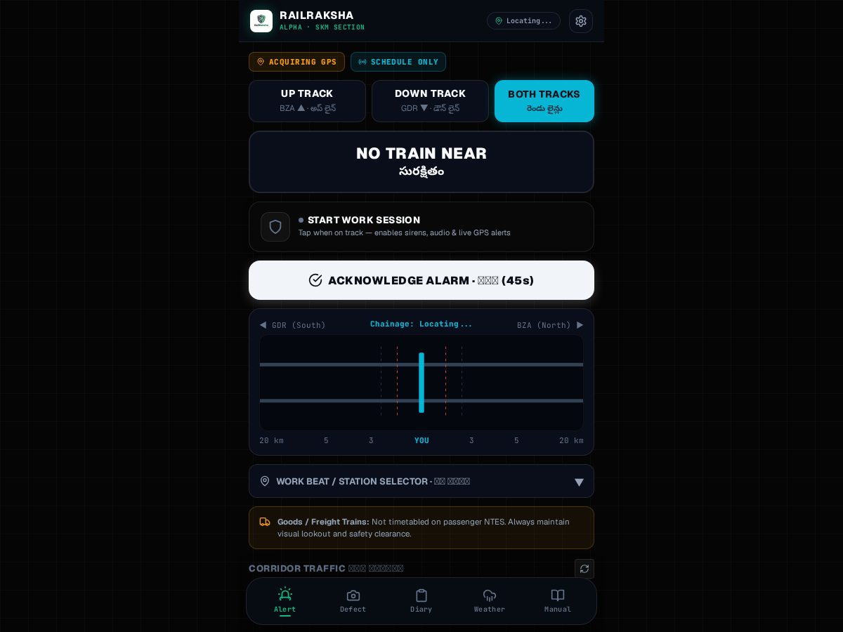 Landing-page snapshot of railraksha.tech